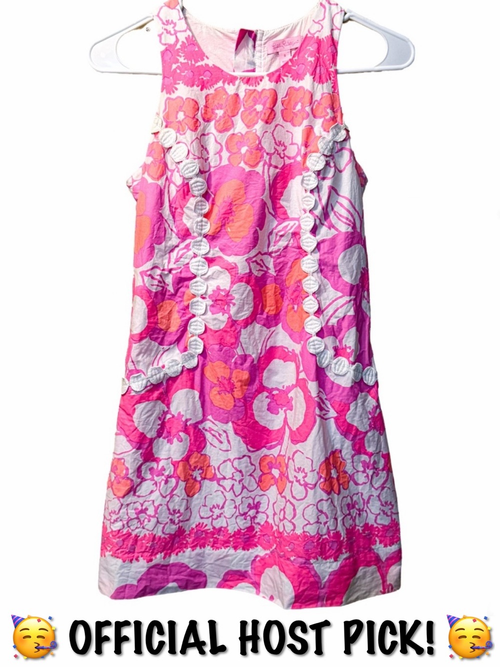 Lilly Pulitzer Pearl Shift Dress Pansy Dance Pink Orange Lace Size 0 Womens Girl